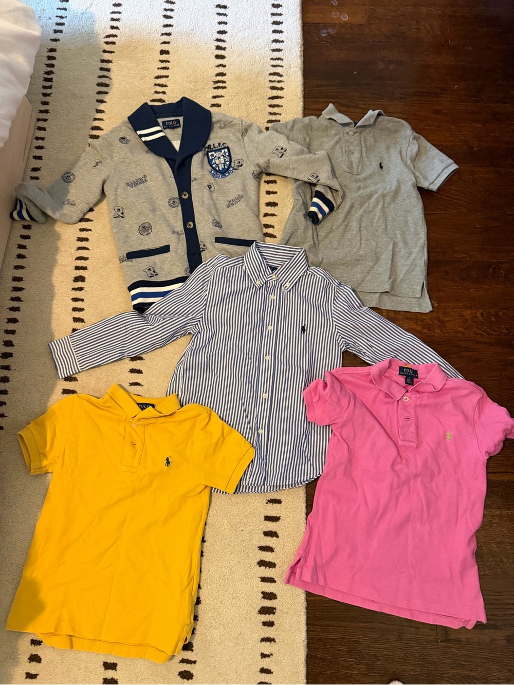 Ralph Lauren Kids Polo & Shirts Set — Yellow, Pink, Gray, Blue Striped bundle